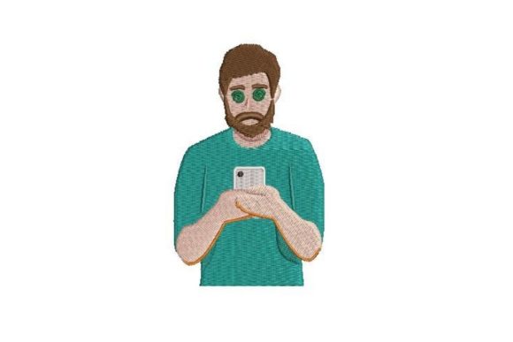 Man Looking at Phone Embroidery Design Review