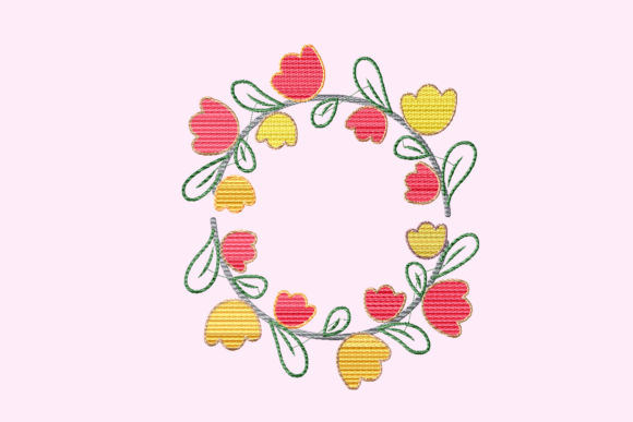 Red Yellow Flower Wreath Embroidery Design Review