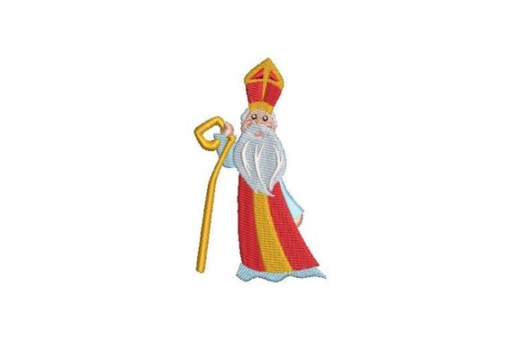 Sinterklaas Holding Staff Embroidery for Boutique Wear